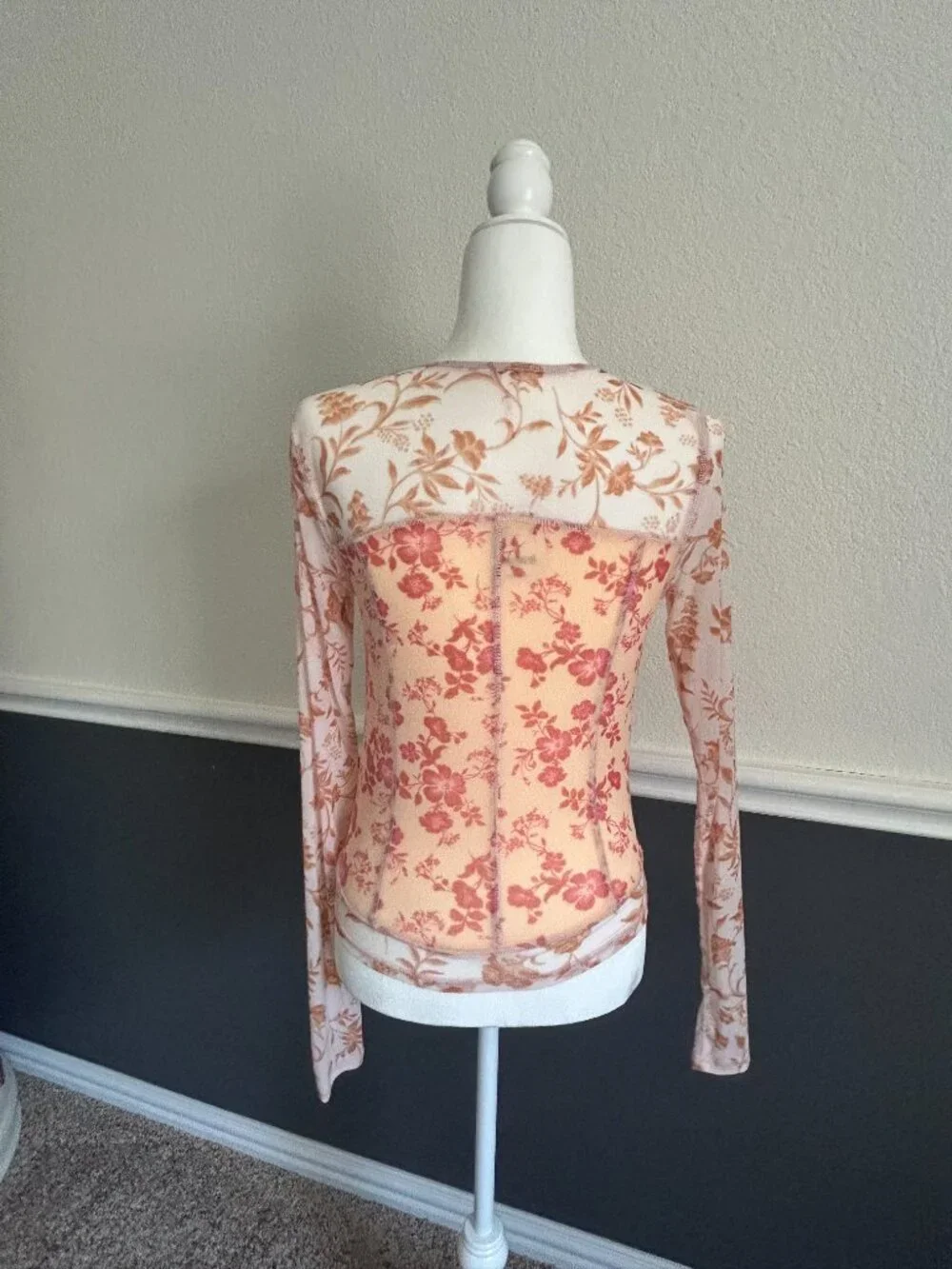 Free People sheer long sleeve top